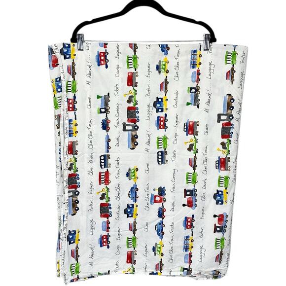 Pottery Barn Kids Ryder Trains Flat Sheet Organic Cotton Twin - Picture 3 of 6